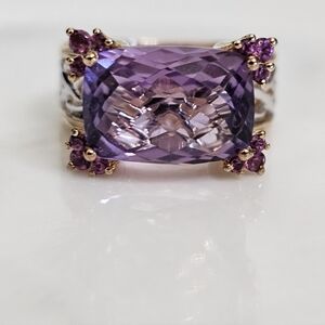 Retired Victoria Weick Amethyst & Garnet Ring 14k & Sterling Silver Ring Sz 7!